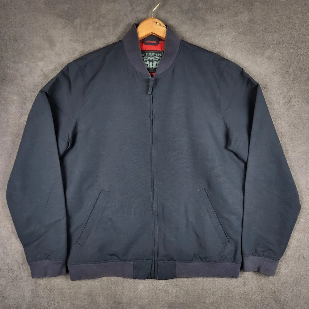 Levis Baker Bomber Jacket Mens Large Navy Blue Full Zip Lightweight